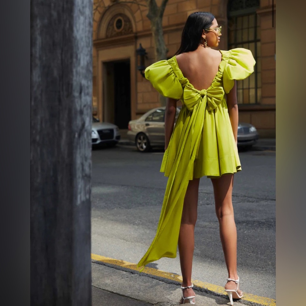 Aje Lime Green Puff Sleeve Dress - Picture 2 of 7